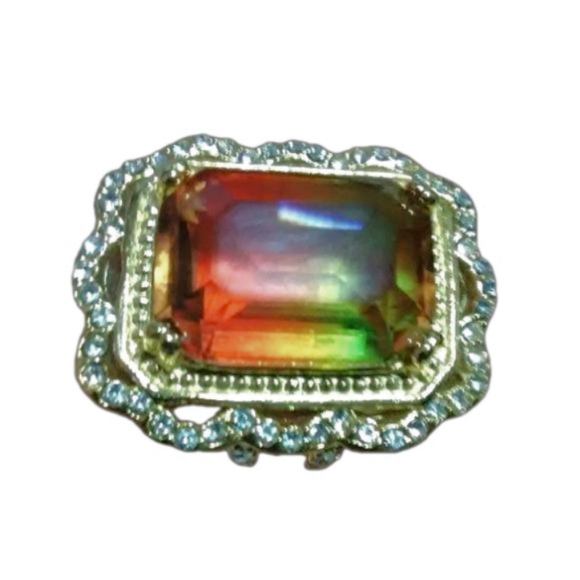 Bi-Color Tourmaline YG Stainless Steel Ring - Picture 2 of 5